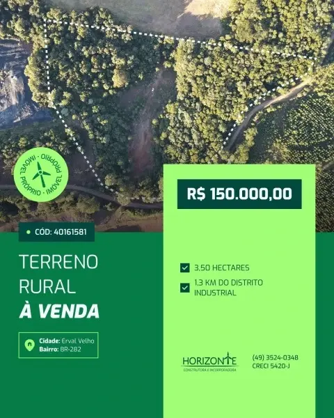 Imagem do anúnio: Vendo fazenda / sítio / chácara em Erval Velho , Santa Catarina no bairro Interior